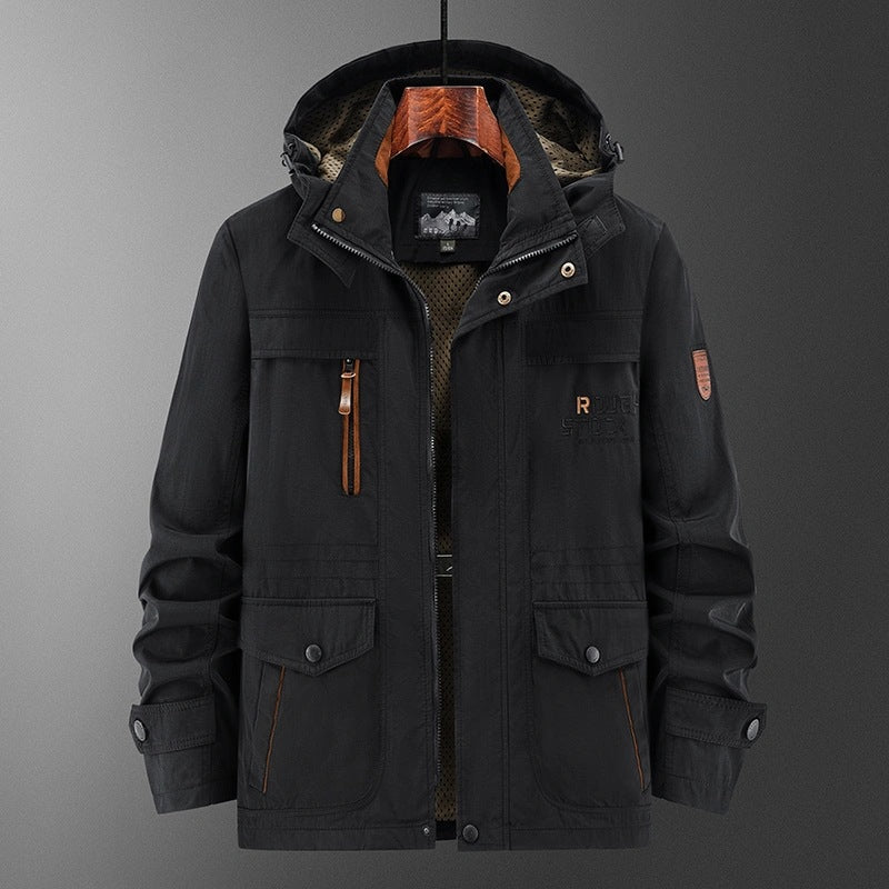 Herren Wetterfeste Utility-Fieldjacke mit Kapuze, Mesh-Futter und Multifunktions-Taschen Echo Archiv