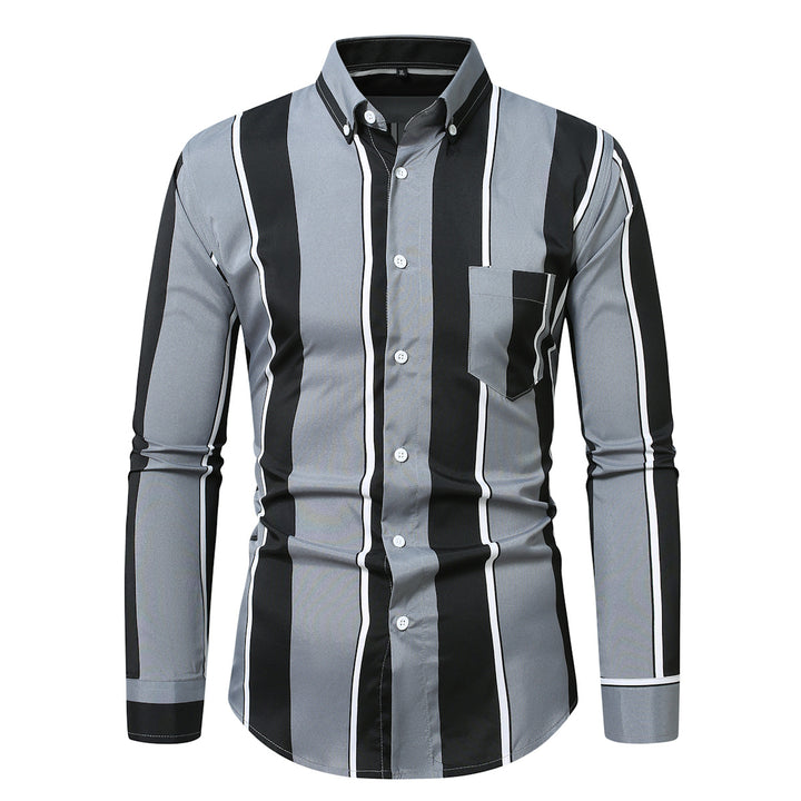 Herren nan tailliertes Langarmhemd mit vertikalem Streifenmuster und Button-Down-Kragen Echo Archiv