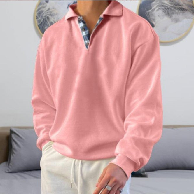Herren nan lässiger Pullover mit Polokragen und verdeckter Karo-Innenseele aus Baumwollmischung Echo Archiv