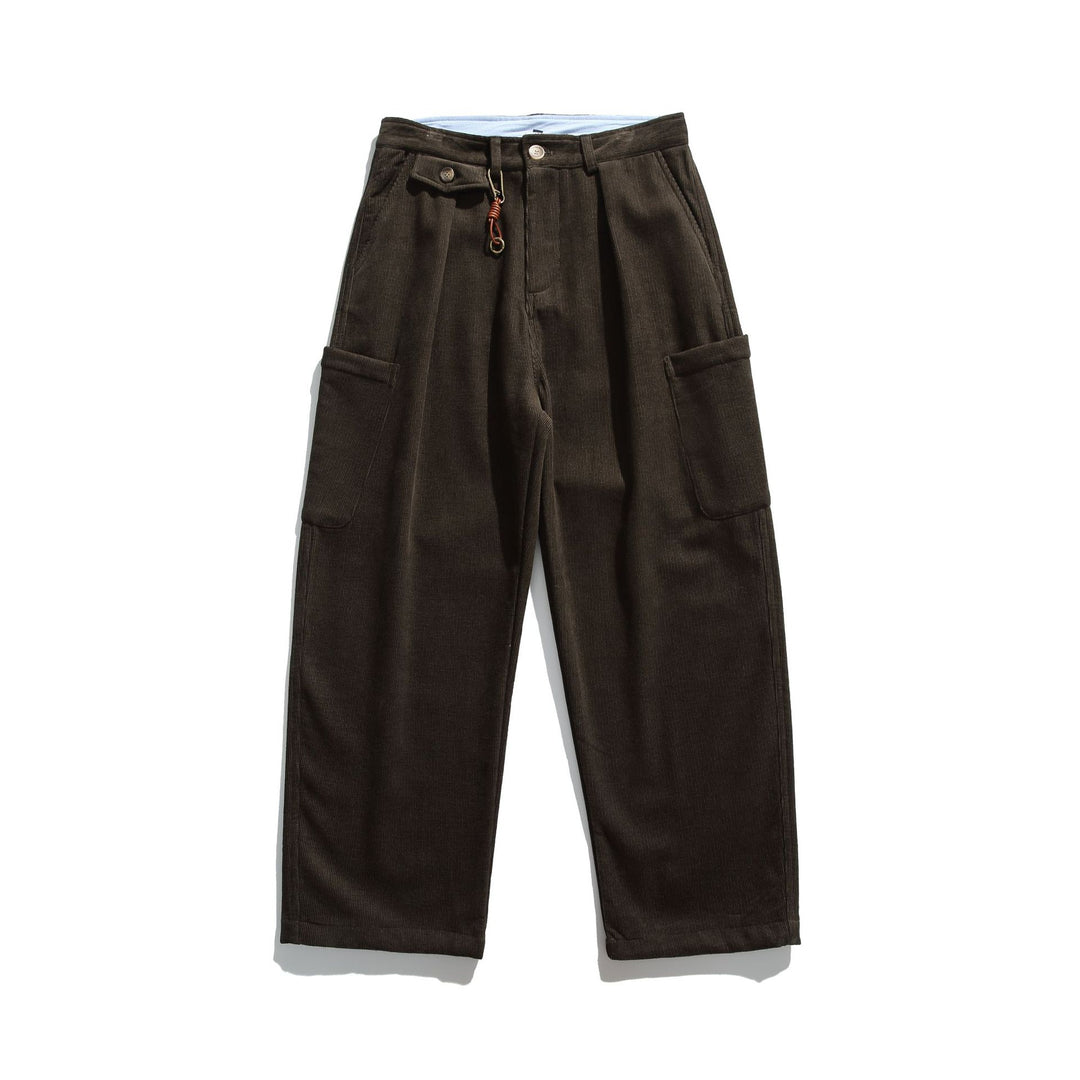Herren Cord‑Cargo‑Hose mit hoher Taille, weitem Bein und aufgesetzten Pattentaschen Echoarchiv