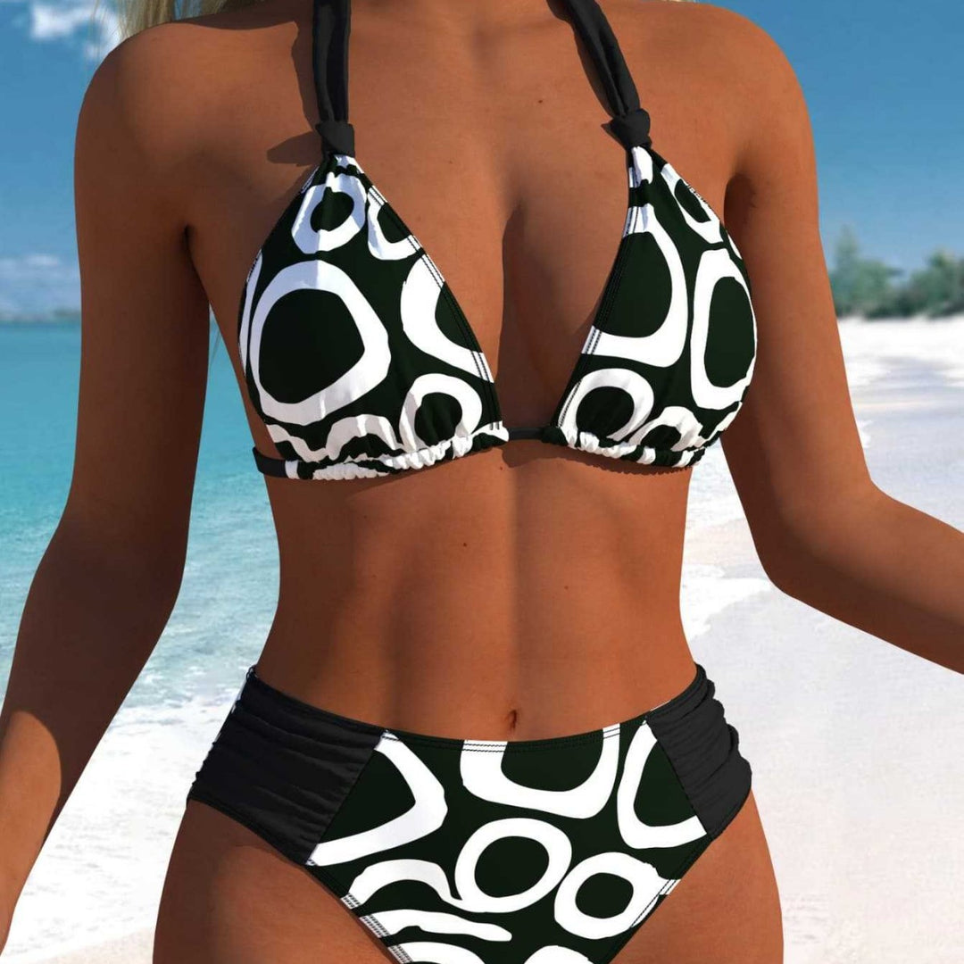 Damen Bikini-Set mit modernem grafischen Muster und hohem Schnitt Echo Archiv