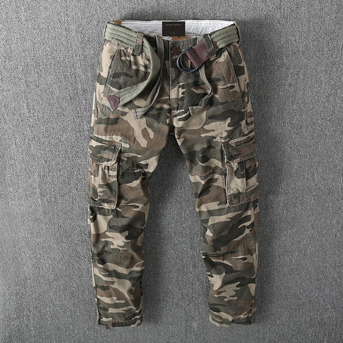 Herren Cargohose mit mehreren Taschen, verstellbaren Beinabschlüssen und Gürtel Echoarchiv