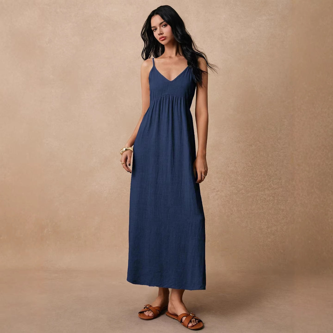 Damen Maxikleid mit feinen Spaghettiträgern und leichtem, atmungsaktivem Material Echo Archiv