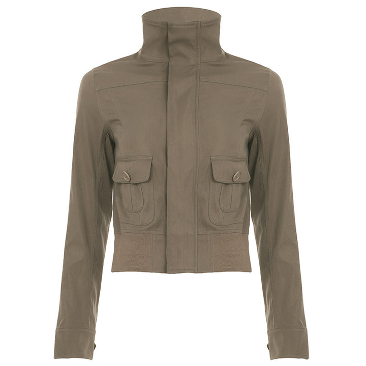 Damen nan kurze Utility-Blousonjacke mit hohem Stehkragen, Pattentaschen und elastischem Bund Echo Archiv