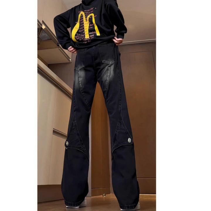 Herren Modische Oversized Denim-Hose mit kreativen Nähte Echoarchiv