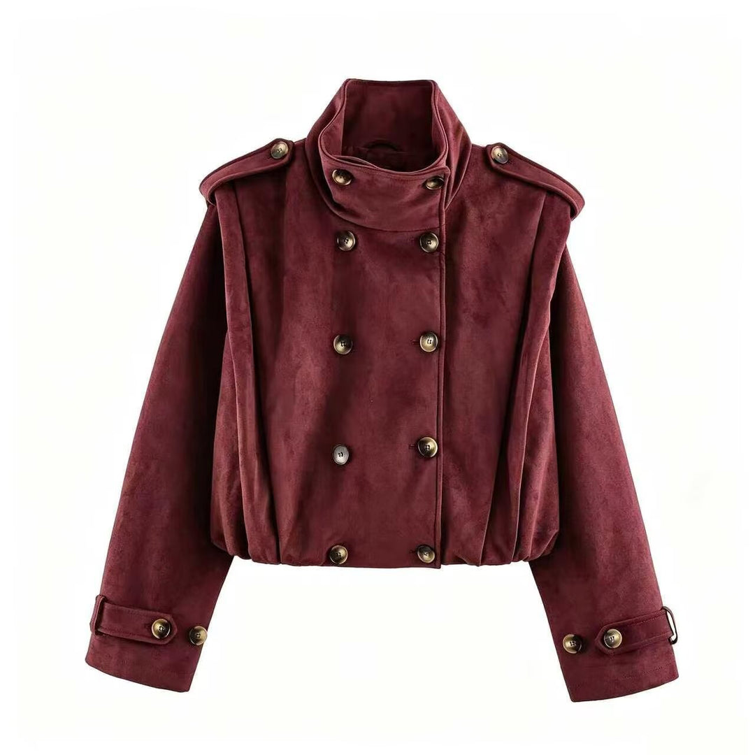 Damen Kurzjacke im Matrosen- und Military-Mix mit hohem Stehkragen, Epauletten und tailliertem Gummizug Echoarchiv