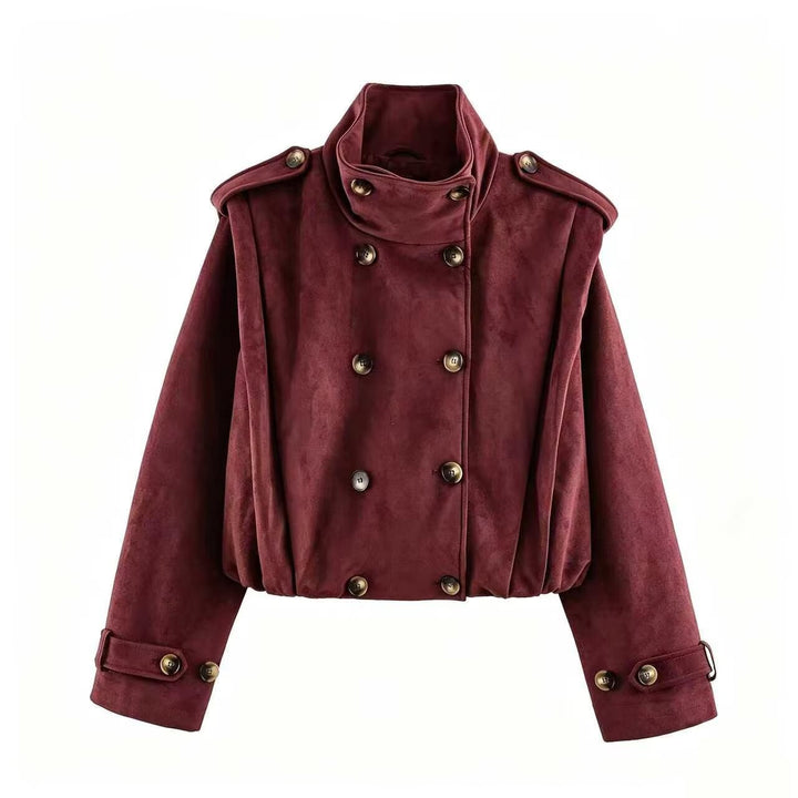 Damen Kurzjacke im Matrosen- und Military-Mix mit hohem Stehkragen, Epauletten und tailliertem Gummizug Echoarchiv
