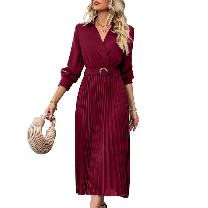 Damen Elegantes Plissee-Kleid mit Gürtel Echo Archiv
