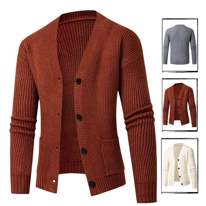 Herren modische Strickjacke mit feinem Rippstrickdesign Echoarchiv