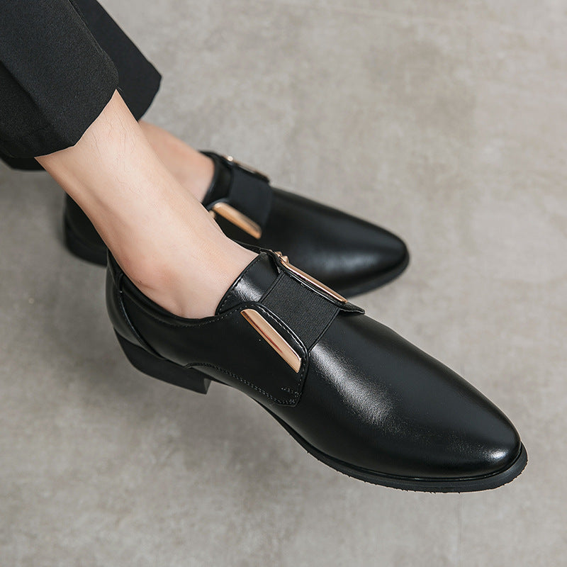 Herren elegante spitze Slip-On Business-Halbschuhe mit elastischer Gummilasche und dekorativen Metallapplikationen Echo Archiv