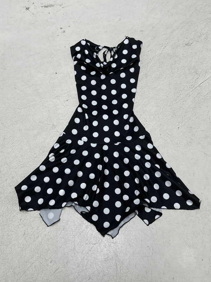 Damen verspieltes Polka Dot Kleid mit leichtem Stoff und tiefem V-Ausschnitt Echo Archiv