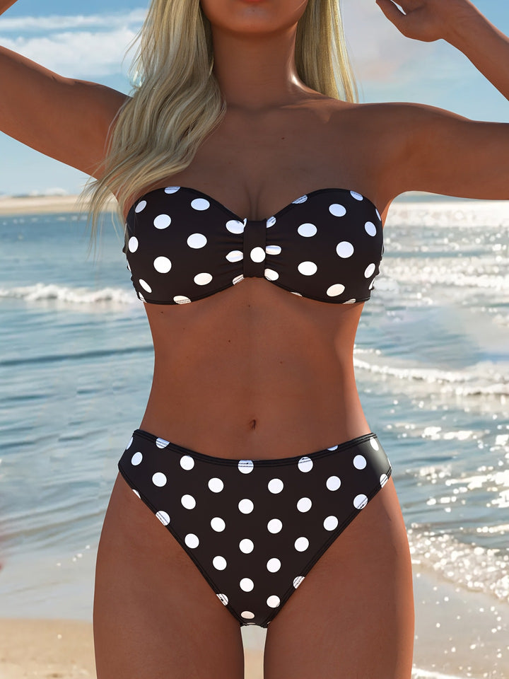 Damen Bikini-Set mit stilvollem Bandeau-Oberteil und elegantem hoch geschnittenen Höschen Echo Archiv