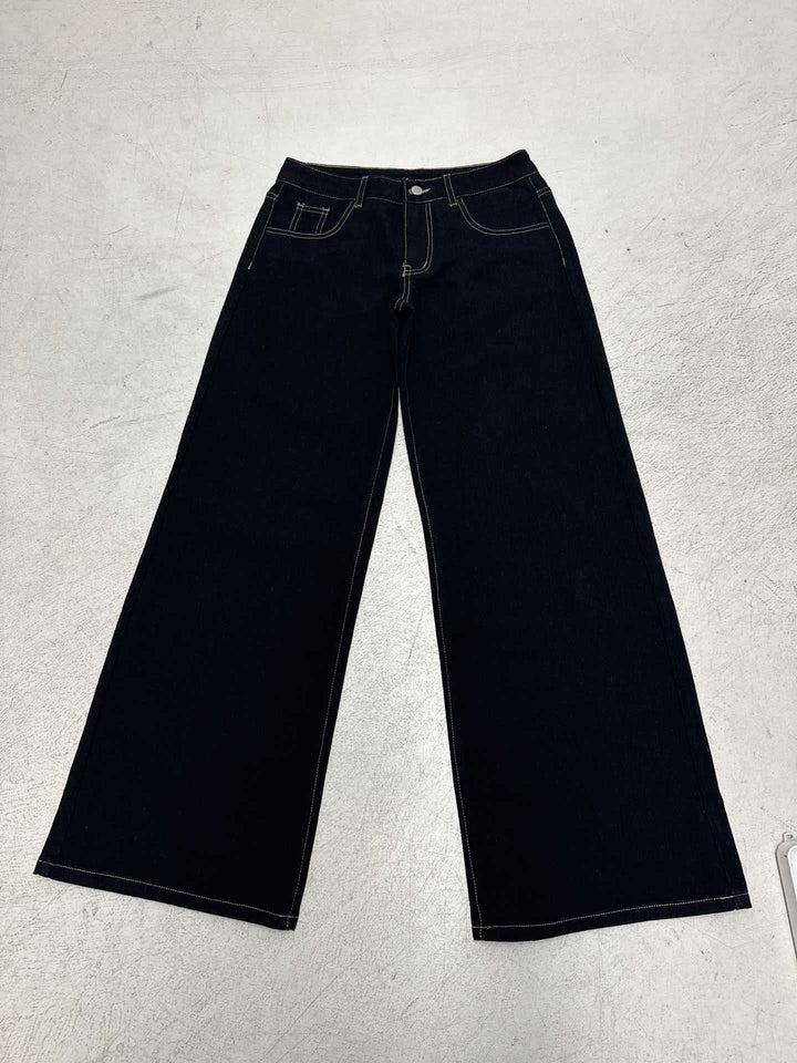 Damen nan weite Highwaist-Jeans mit weitem Bein, hohem Bund und Kontraststeppung Echo Archiv