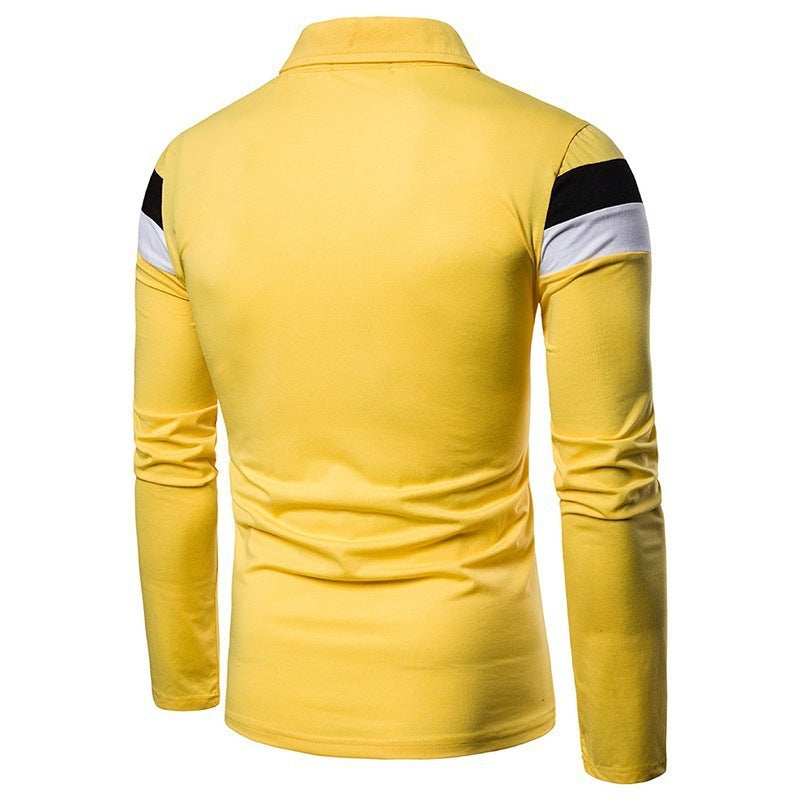 Herren Langarm Polo-Shirt mit modischem Blockstreifen-Design Echoarchiv