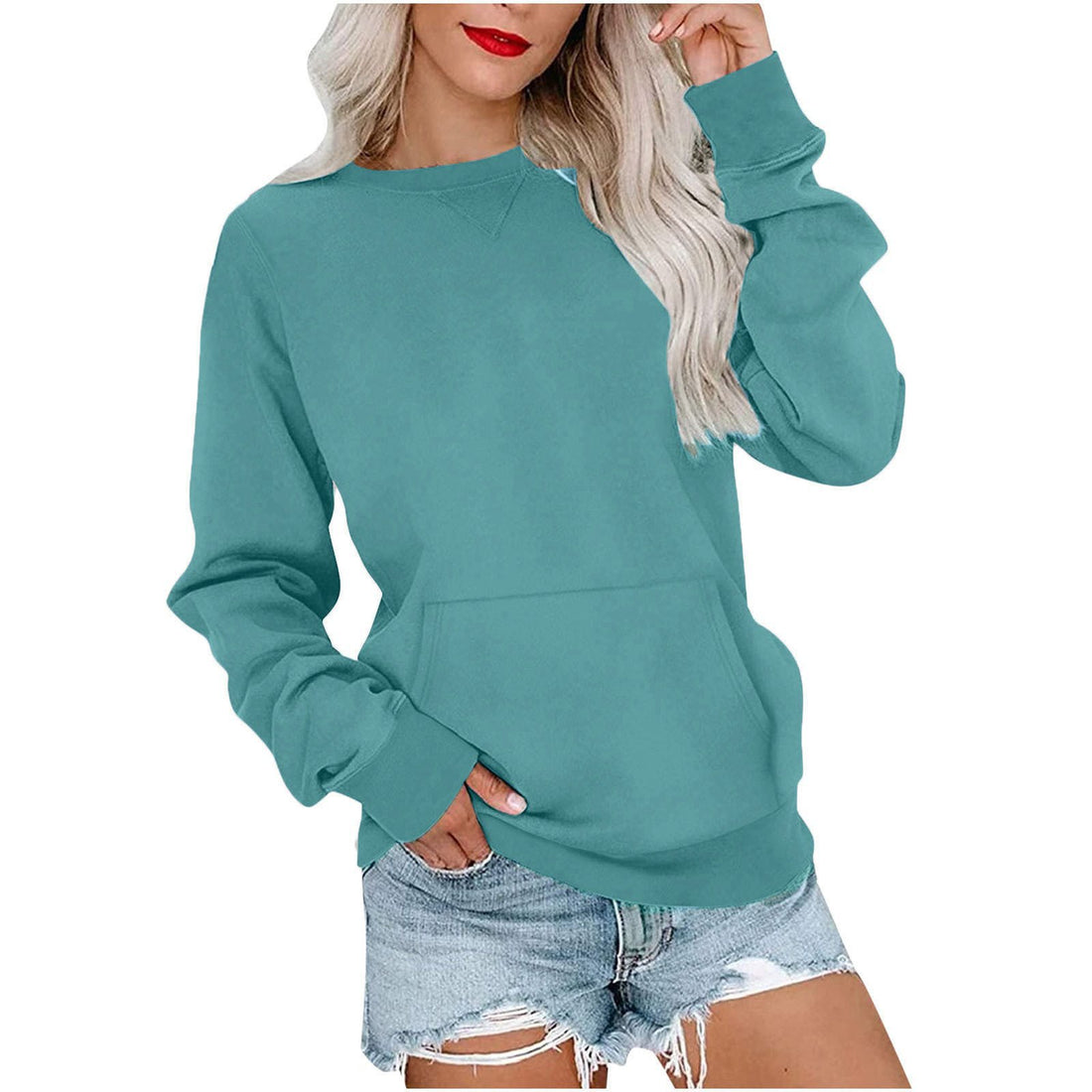 Damen Lockeres Sweatshirt mit Rundhalsausschnitt und Kängurutasche Echo Archiv