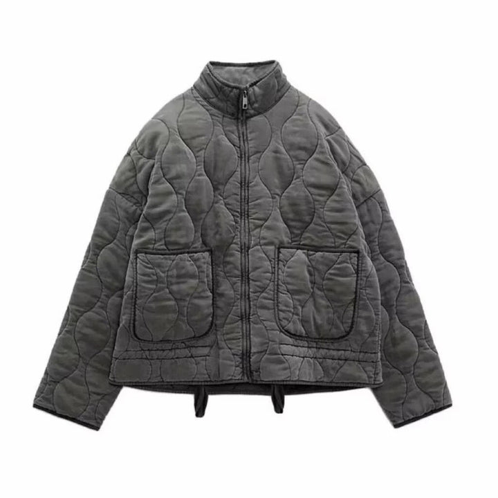 Herren nan gesteppte Übergangsjacke mit Stehkragen, zwei aufgesetzten Rundtaschen und Kordelzugsaum Echo Archiv