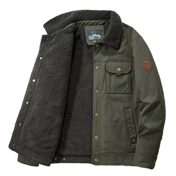 Herren Gefütterte Canvas-Arbeitsjacke mit Sherpa-Innenfutter und Hemdkragen Echoarchiv