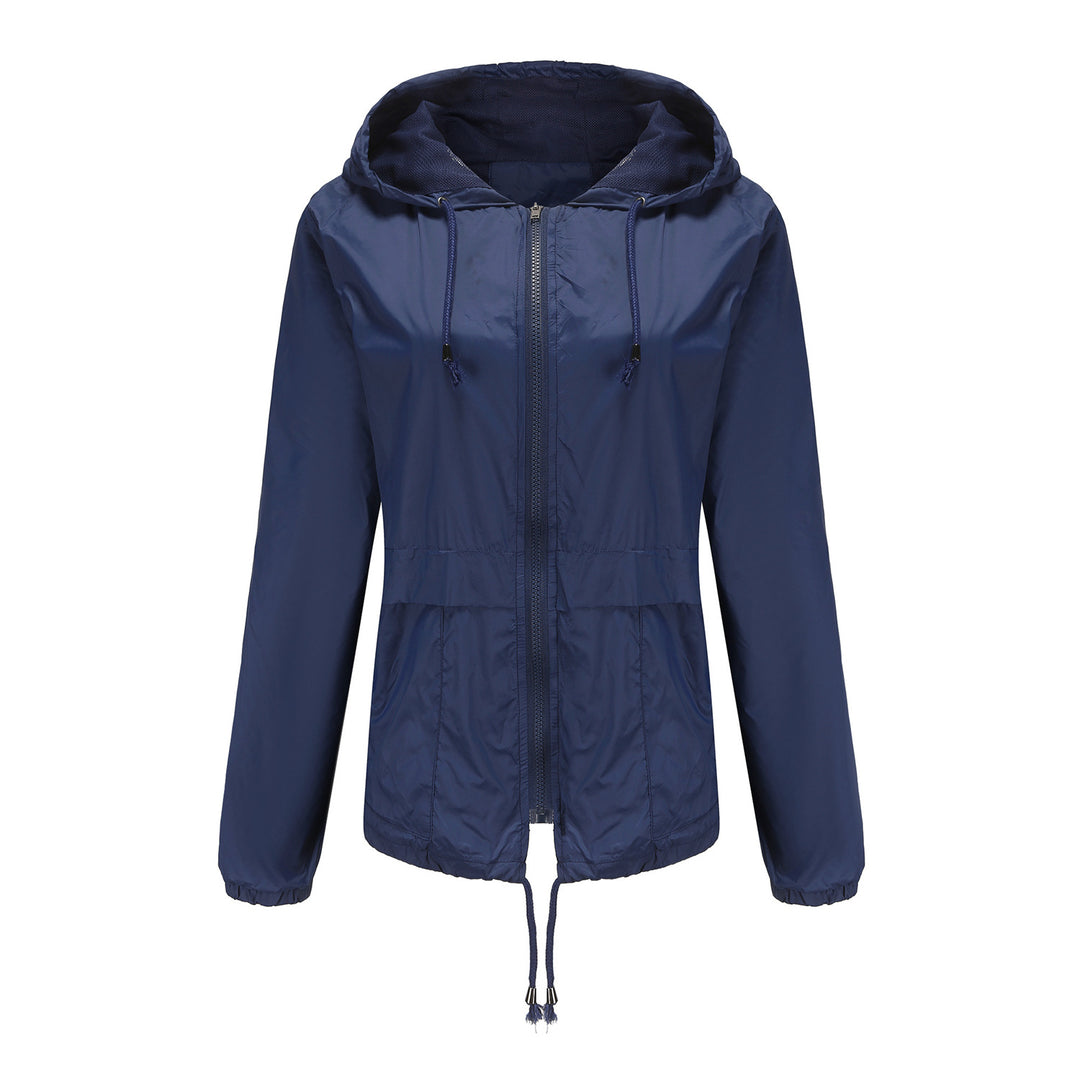 Damen nan leichte Windjacke mit Kapuze Mesh-Futter Kordelzug und Reißverschluss Echo Archiv