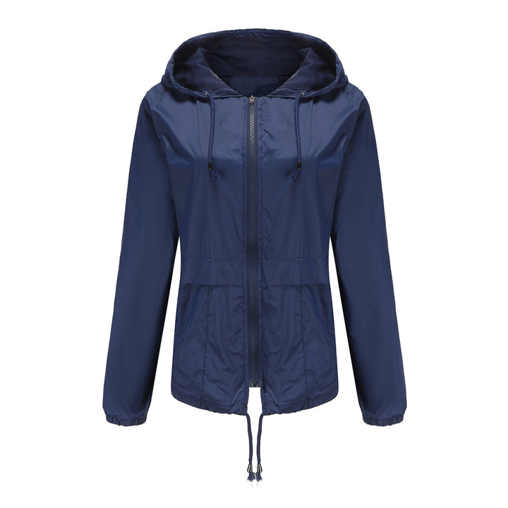 Damen nan leichte Windjacke mit Kapuze Mesh-Futter Kordelzug und Reißverschluss Echo Archiv