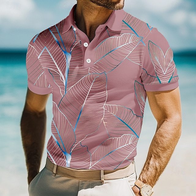 Herren Polohemd mit modernem geometrischen Muster und hochwertiger Baumwollqualität Echoarchiv