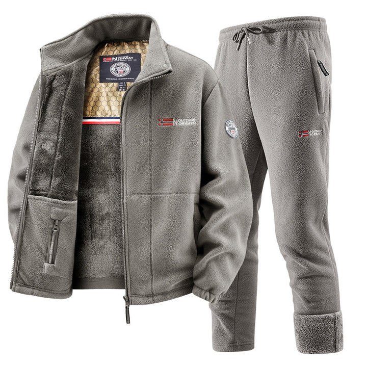 Herren Thermo-Fleece-Set mit Kapuzenjacke, Sherpa-gefüttert und elastischer Jogginghose – Marzano