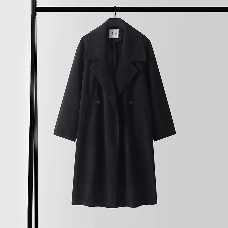 Damen Oversize Wollmix-Mantel mit breitem Revers und verdeckter Doppelknopfleiste Echoarchiv