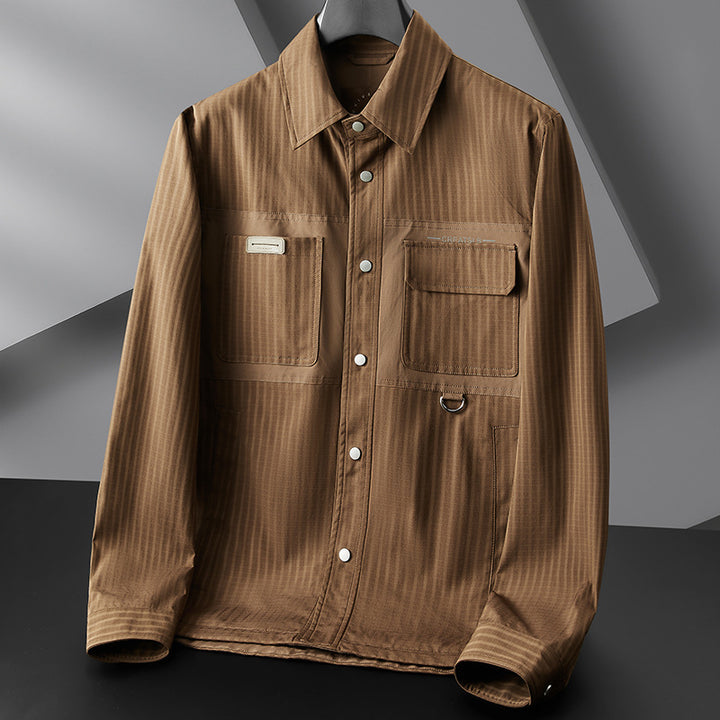 Herren Utility-Overshirt mit feiner Nadelstreifenstruktur, Brusttaschen und D‑Ring Echo Archiv