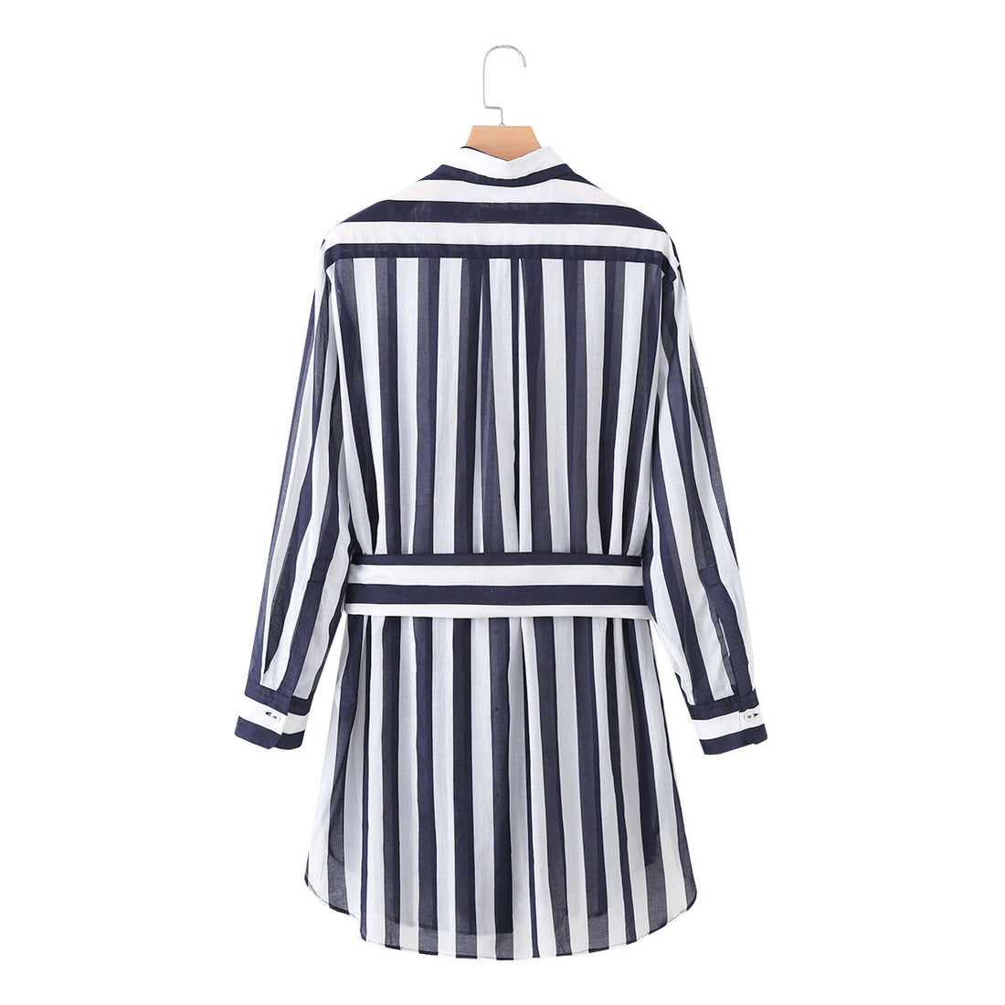 Damen Gestreiftes Hemdblusenkleid mit Taillengürtel und Langarm Echo Archiv