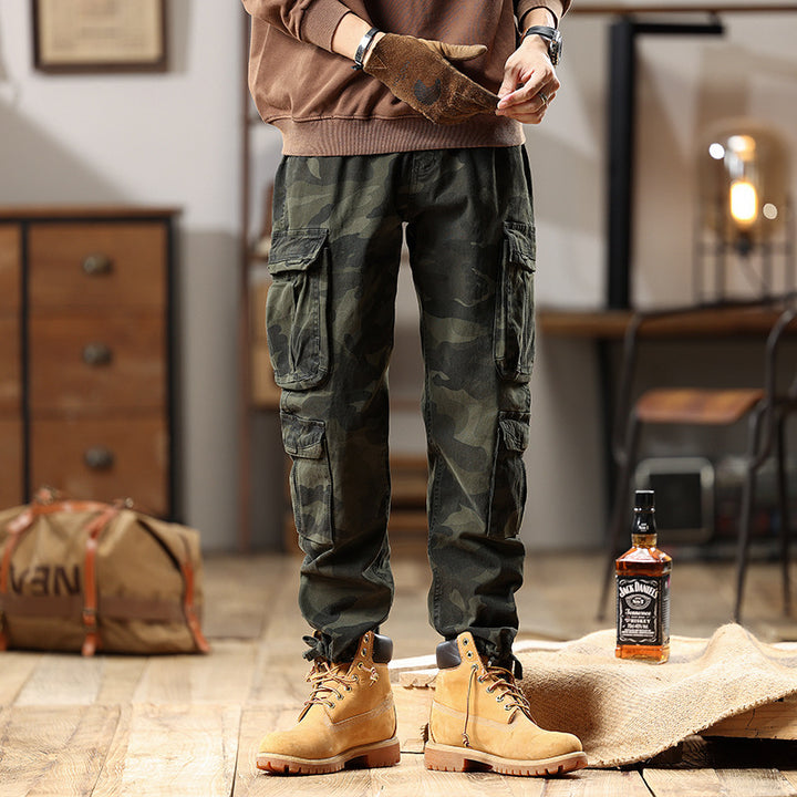 Herren Cargohose mit Gummibündchen und Camouflage-Utility-Design Echo Archiv