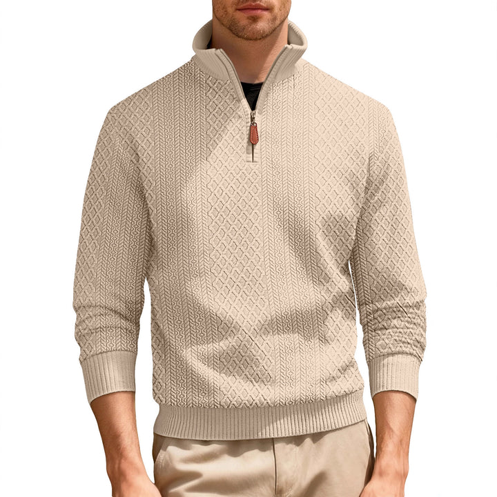 Herren lässiger Stehkragen Pullover mit strukturierter Strickqualität Echoarchiv
