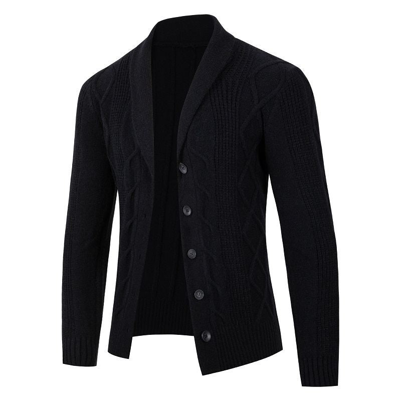 Herren Kabelstrick-Cardigan mit Schalkragen und Knopfleiste Echo Archiv
