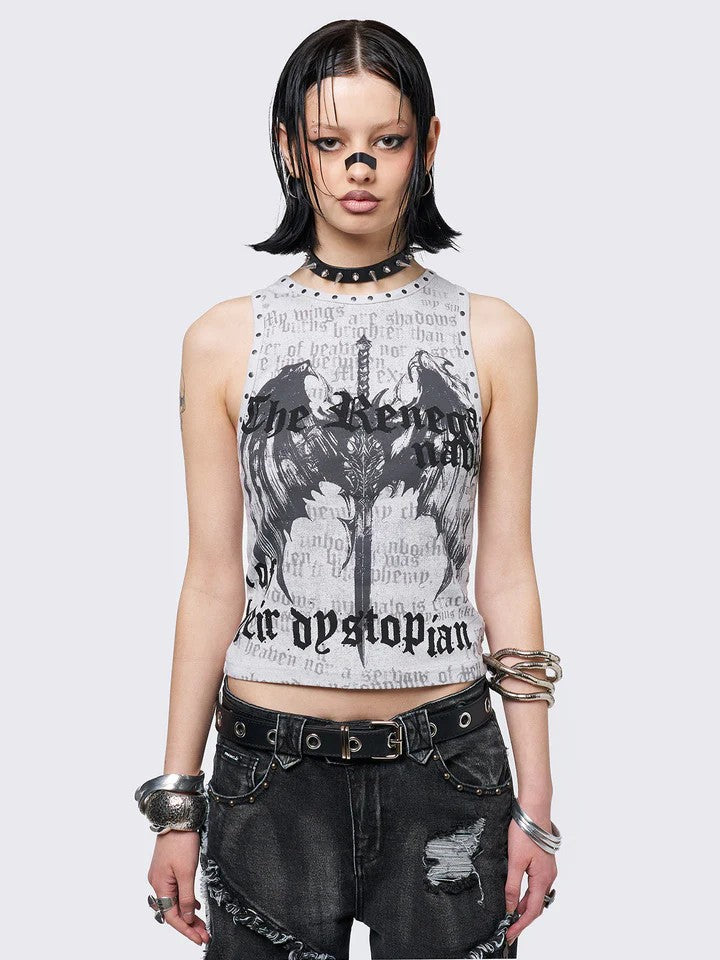 Damen Crop-Top mit urbanem Dystopie-Print Echo Archiv