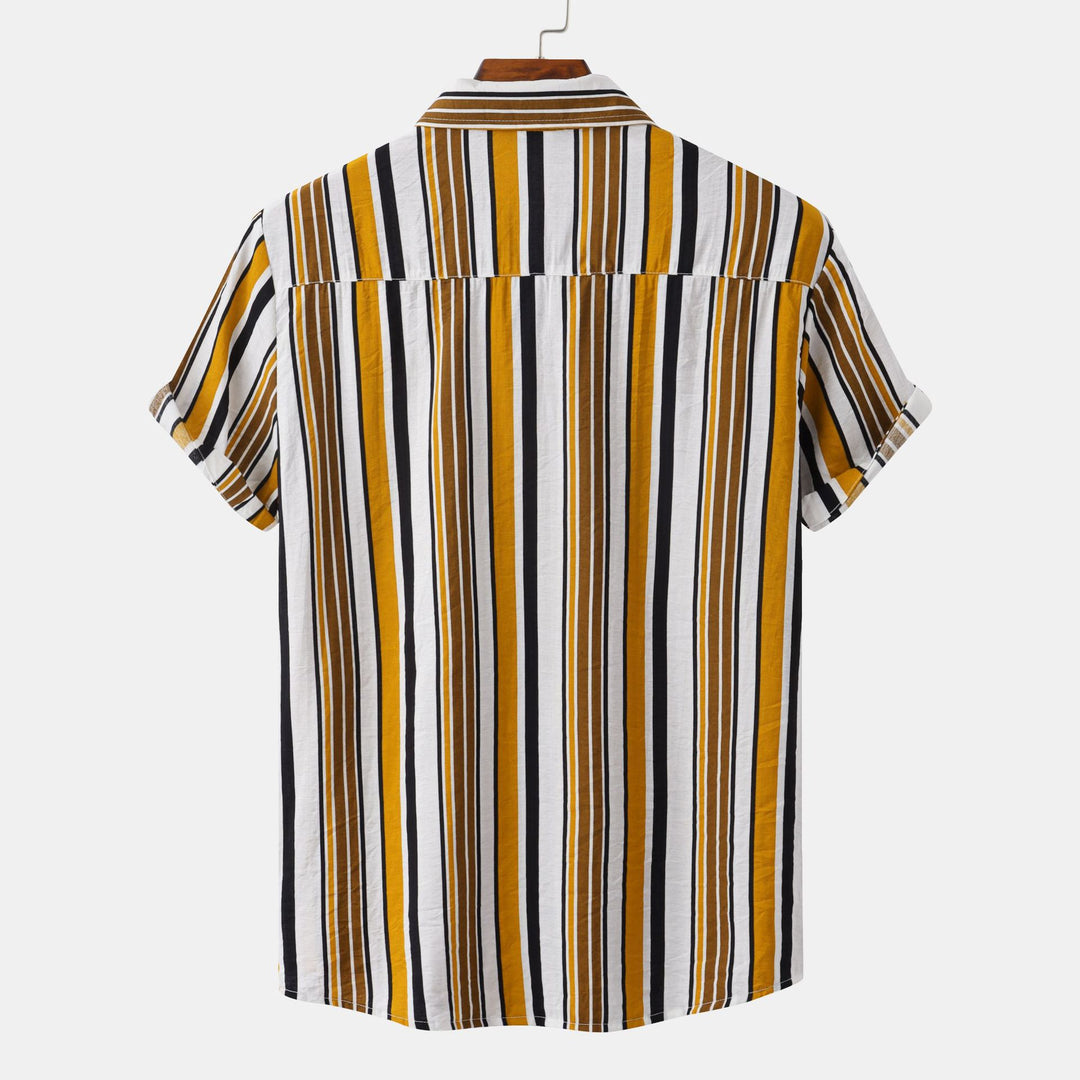 Herren Kurzarmhemd mit lässigem, gestreiftem Design und hochwertiger Baumwollqualität Echoarchiv