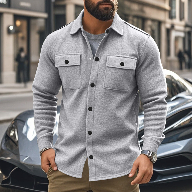 Herren Overhemdjacke mit zwei aufgesetzten Taschen und strukturiertem Stoff Echoarchiv