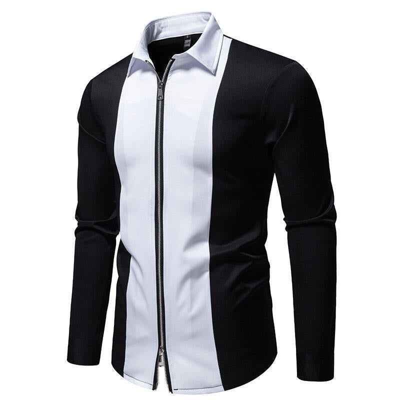 Herren Sportliches Langarmshirt mit modernem Reißverschluss und kontrastierenden Farben Echoarchiv