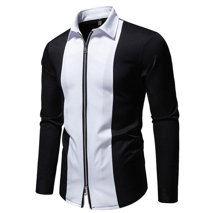 Herren Sportliches Langarmshirt mit modernem Reißverschluss und kontrastierenden Farben Echoarchiv