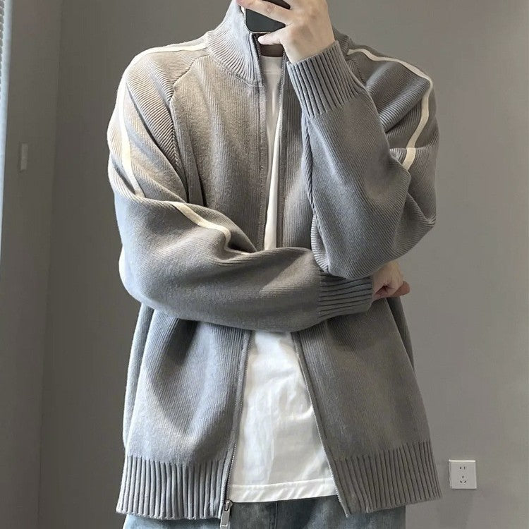 Herren lässige Strickjacke mit Stehkragen und Reißverschluss Echoarchiv