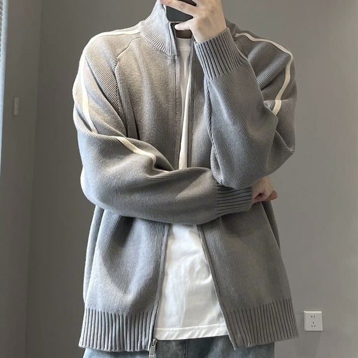 Herren lässige Strickjacke mit Stehkragen und Reißverschluss Echoarchiv