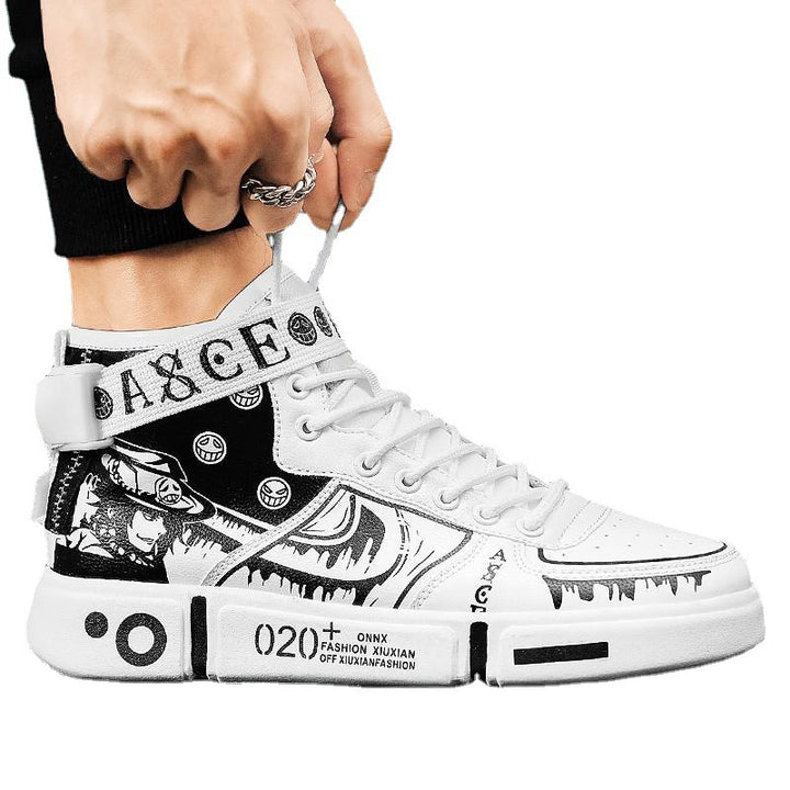 Herren High-Top Grafik-Sneaker mit Klettverschluss und auffälliger Plateausohle Echoarchiv