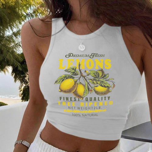 Damen Crop-Top mit frischem Zitronenmotiv und lässigem Schnitt Echo Archiv