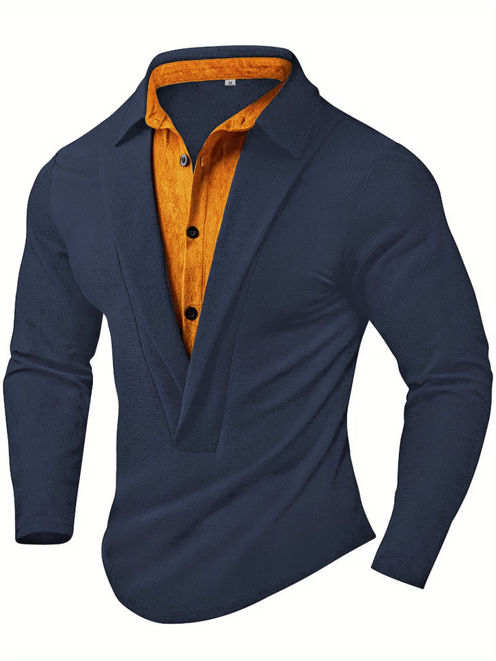 Herren Elegantes Langarmhemd mit modernem Kragen und texturiertem Design Echoarchiv