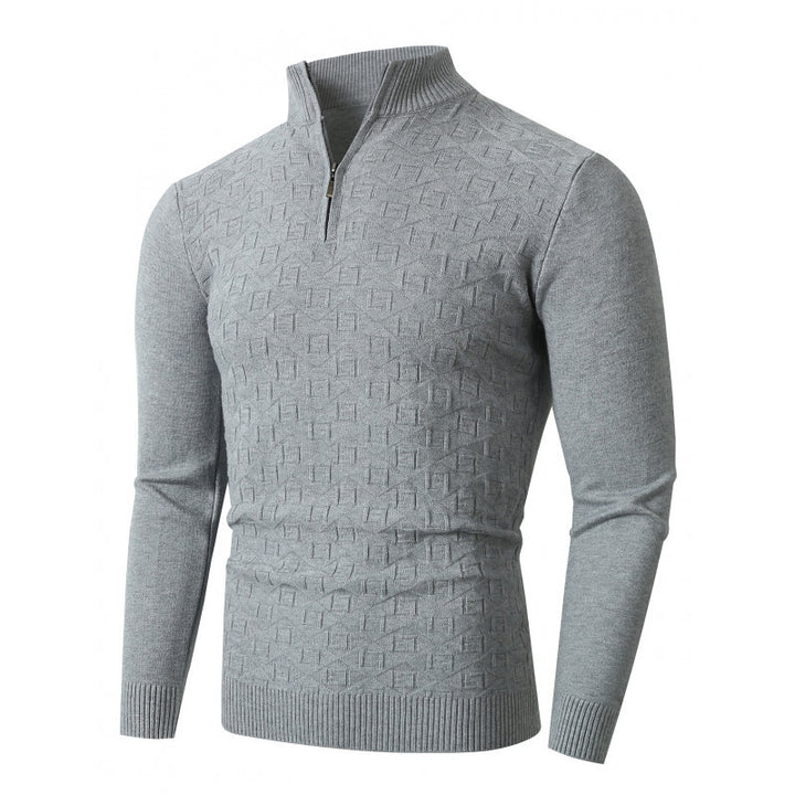 Herren Strickpullover mit modernem Zopfmuster und Halbreißverschluss Echoarchiv