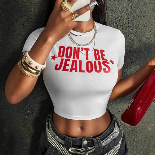 Damen Crop-T-Shirt mit modernem Statement-Print und figurbetontem Schnitt Echo Archiv
