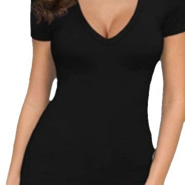 Damen Figurbetontes V-Ausschnitt T-Shirt Echo Archiv