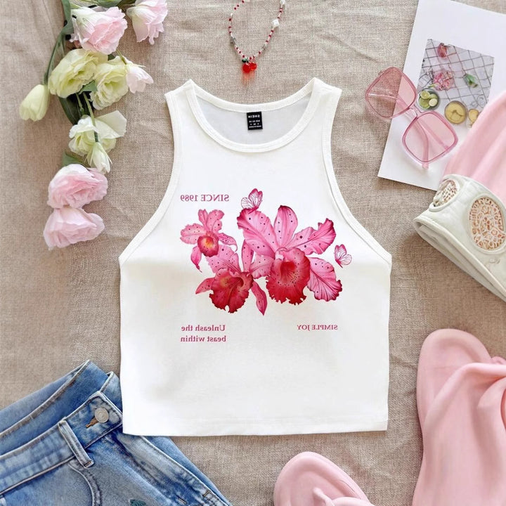 Damen ärmelloses Tanktop mit fröhlichem Kirschmotiv Echo Archiv