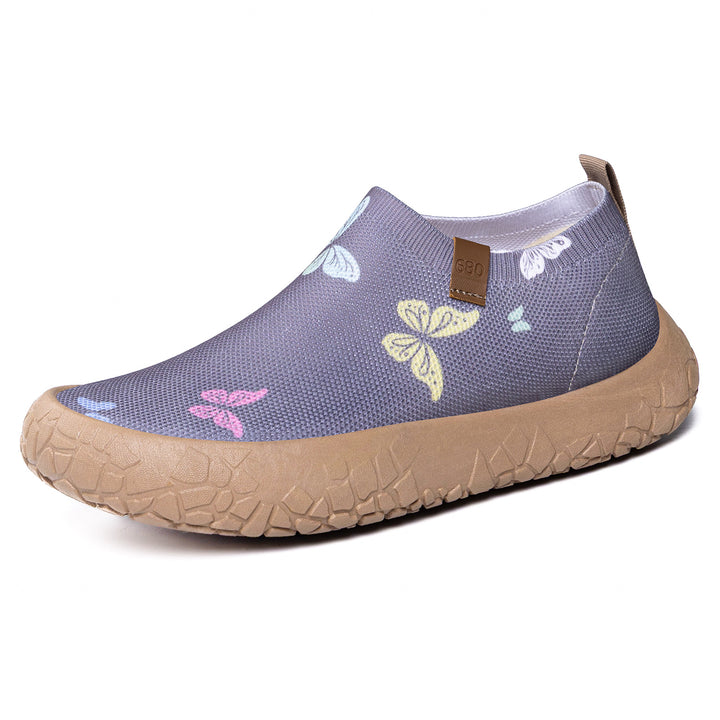 Damen nan atmungsaktiver Strick-Slipper mit Aquarell-Schmetterlingsprint und griffiger Outdoorsohle Echo Archiv
