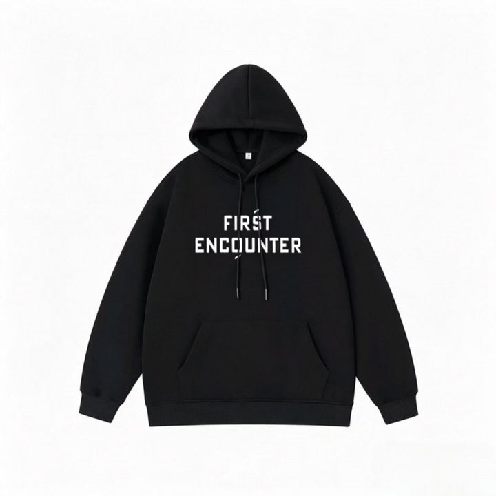 Unisex Oversize-Kapuzenpullover mit großem Frontprint, Kängurutasche und gerippten Bündchen Echo Archiv