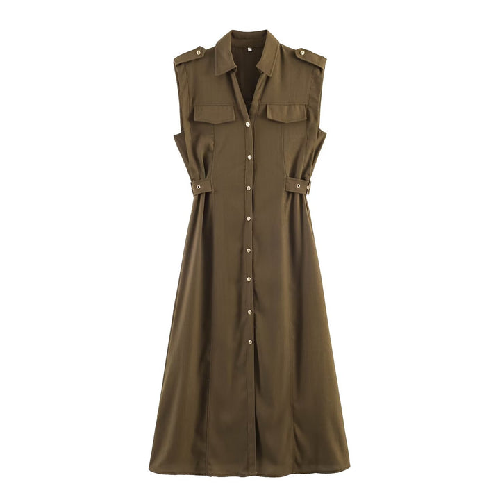 Damen Hemdblusenkleid mit praktischen Taschen und modischem Taillengürtel Echo Archiv
