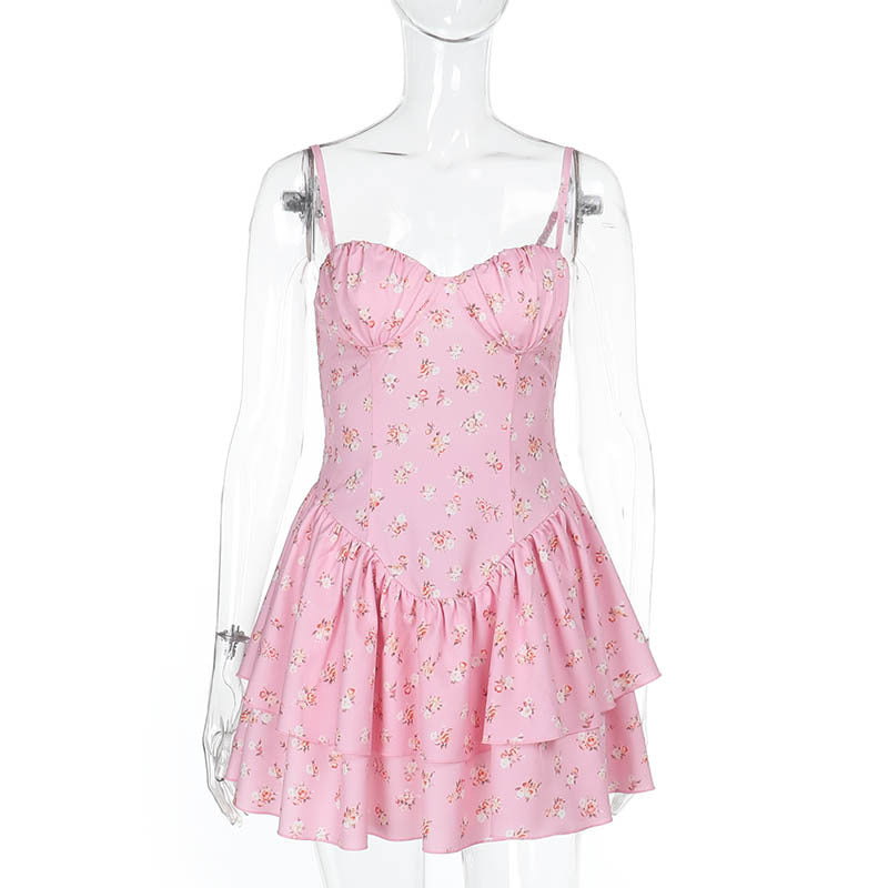 Damen luftiges Sommerkleid mit floralem Rüschenrock Echo Archiv