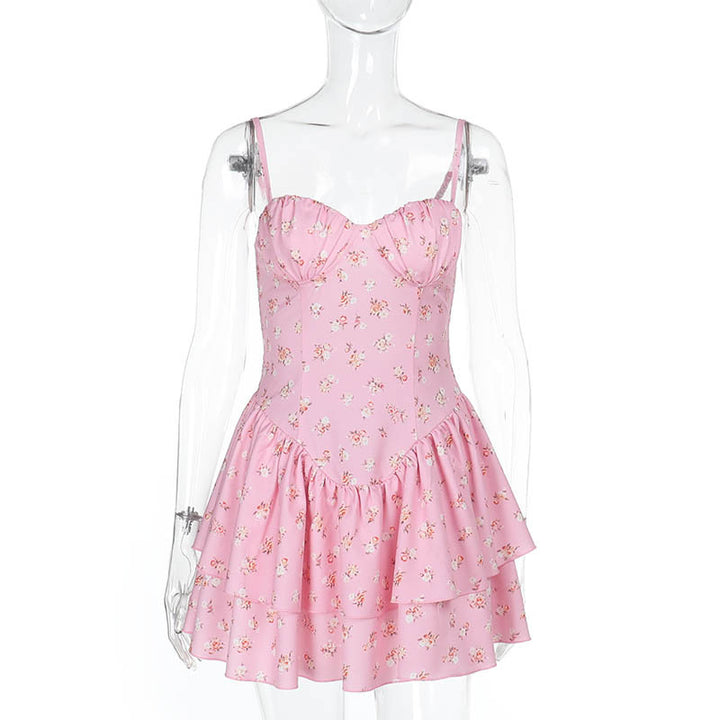 Damen luftiges Sommerkleid mit floralem Rüschenrock Echo Archiv